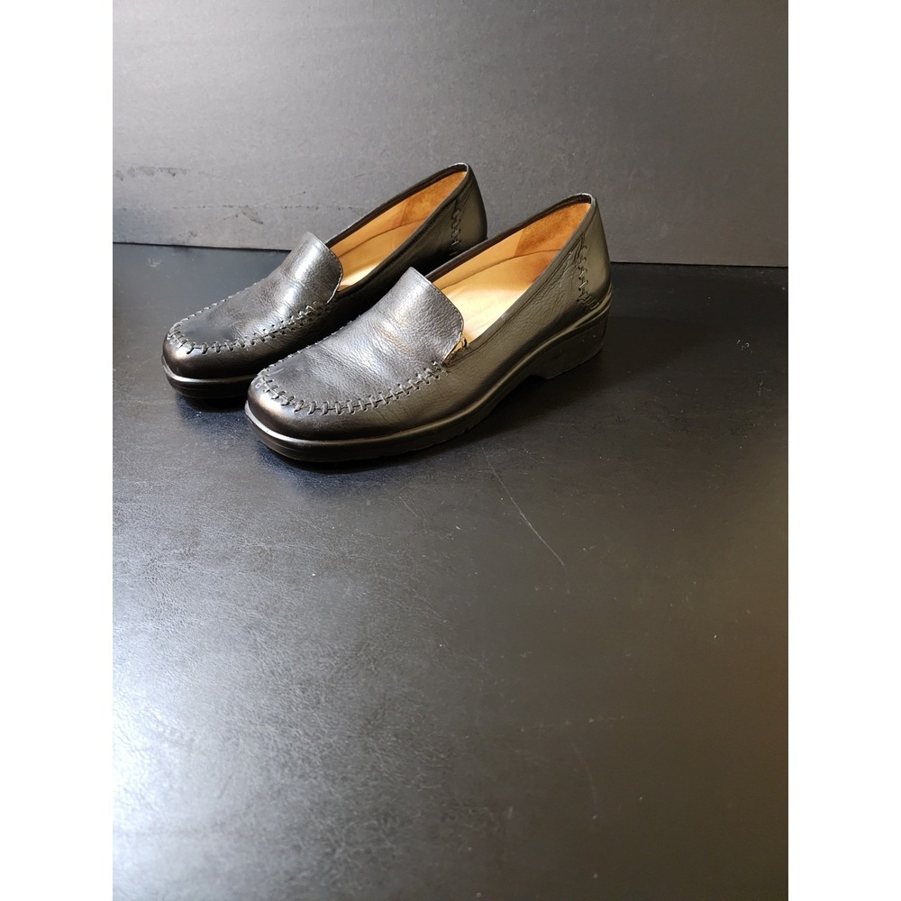 Nurture Black Leather Whipstitch Loafers Soft Cushion Comfort Shoes Womens 8M